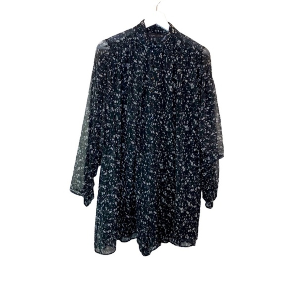 Zara Floral Blouse Romper Black